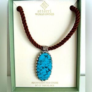 NWT ⚜️🩵⚜️ ATTERRI Reconstituted Turquoise Stone beaded Necklace 16” + 3”